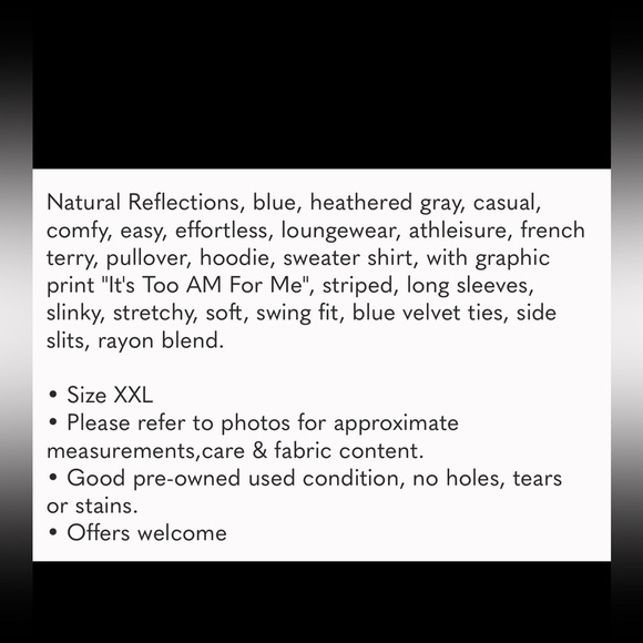 Natural Reflections Blue Gray French Terry Hoodie Graphic "It's Too A.M. for me” - Picture 16 of 16